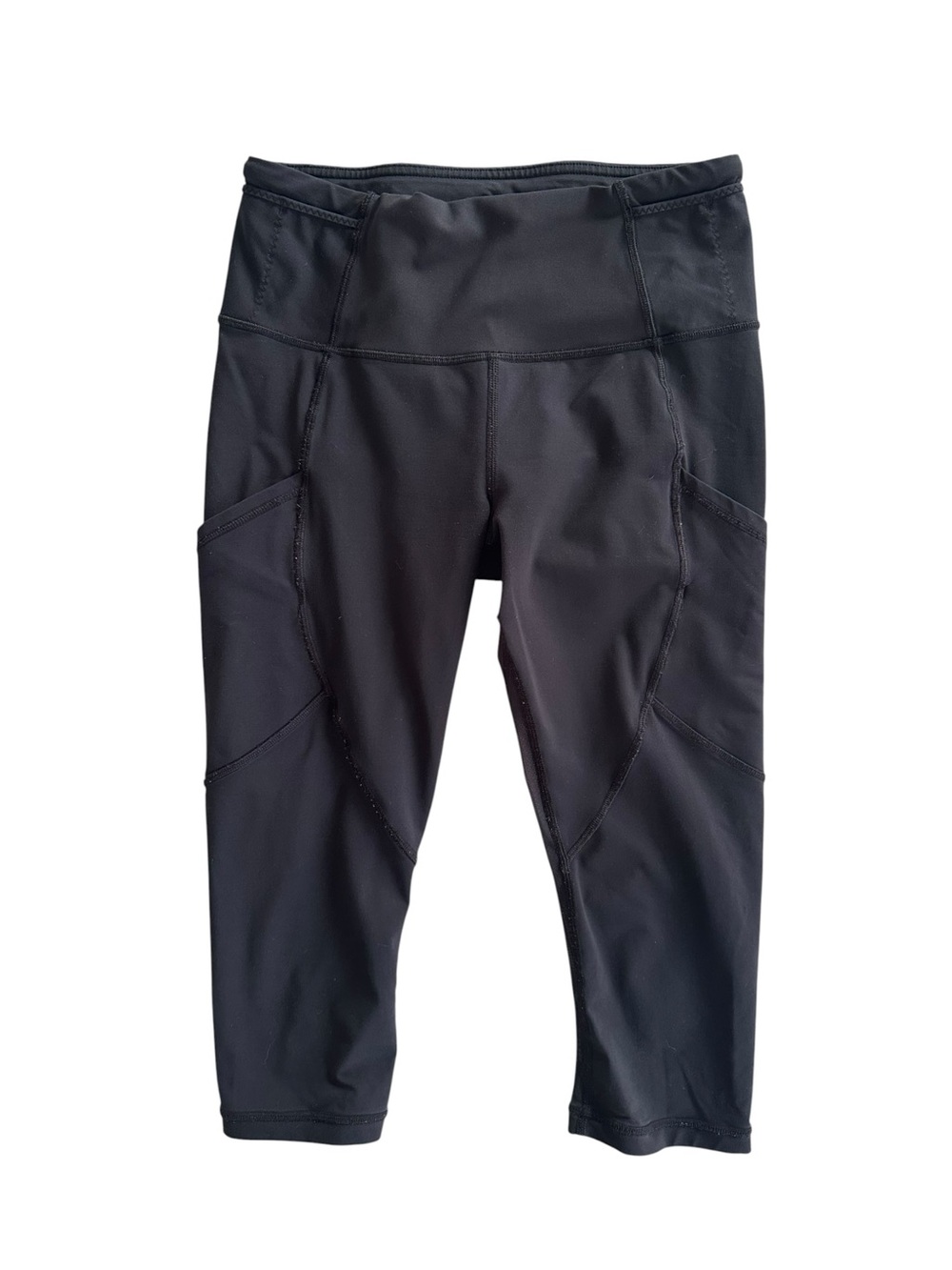 Lululemon Run: Speed Crop 21" Running Leggings w Side Pockets Mesh Black Size 6